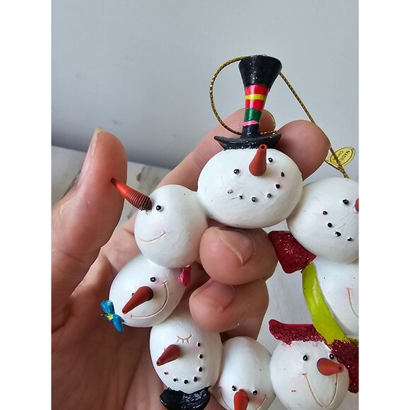 snowman wreath unique ornament top hat Xmas tree glitter - Picture 8 of 8